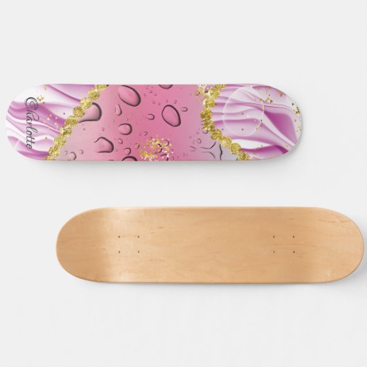 Elegant roze, Paarse en witte gradiënt ombre Skateboard (Horizontaal)