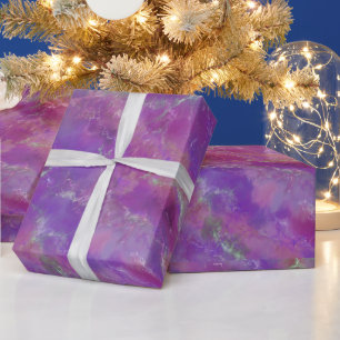 Elegant roze, paarse en zilveren marmerpatroon cadeaupapier
