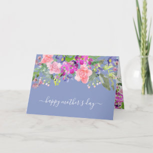Elegant Roze Paarse Floral Moederdag Card Feestdagen Kaart