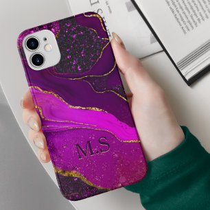 Elegant roze paarse marmer faux goud glitter Case-Mate iPhone 14 hoesje