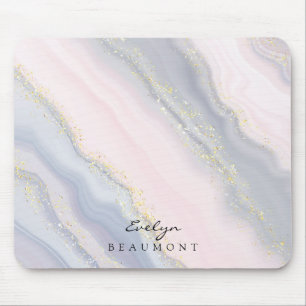 Elegant Roze Paarse Pastel Gouden Glitter Mousepad Muismat