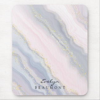 Elegant Roze Paarse Pastel Marmer Muismat