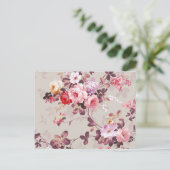  Elegant Roze Paarse Rozen Patroon Briefkaart (Staand voorkant)