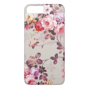  Elegant Roze Paarse Rozen Patroon iPhone 8 Plus / 7 Plus Hoesje