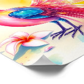 Elegant roze Peacock Waterverf Poster (Hoek)