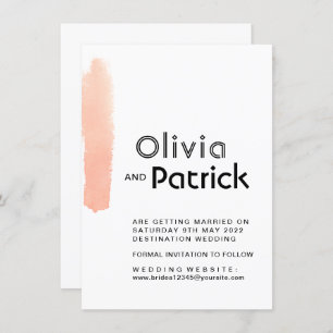 Elegant roze penseelstreek. Moderne simpele bruilo Save The Date