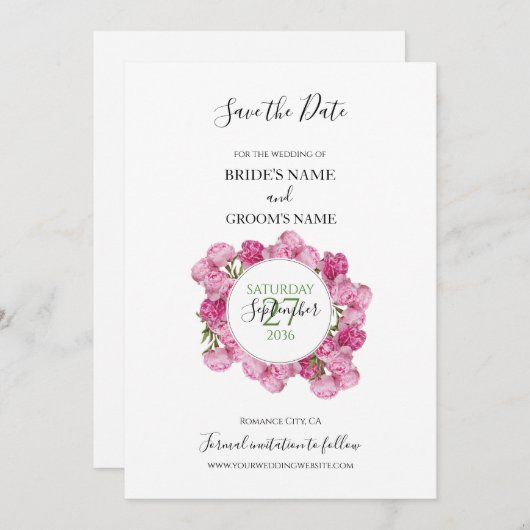 Elegant roze pinda's die de datum bewaren save the date (Voorkant / Achterkant)