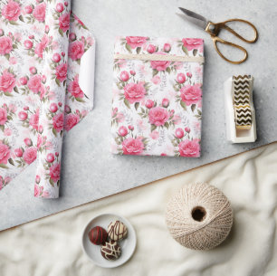Elegant roze pioen bloemeninpakpapier cadeaupapier