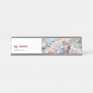 Elegant Roze Pioen Bloemstuk Aangepaste Bloemist B Bureau Naambordje