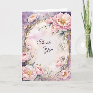 Elegant roze pioen ovaal Lijst Bedankkaart