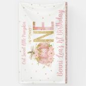 Elegant roze pompoen 1e verjaardag Eén achtergrond Spandoek (Verticaal)