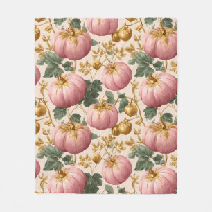 Elegant roze pompoenen herfstontwerp fleece deken