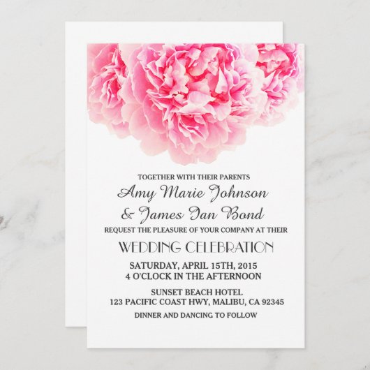 Elegant roze pony bruiloft nodigt pony uit3 kaart (Voorkant / Achterkant)