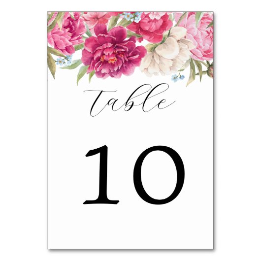 Elegant roze pony Florals Weddenschappen Table Num Kaart (Voorkant)