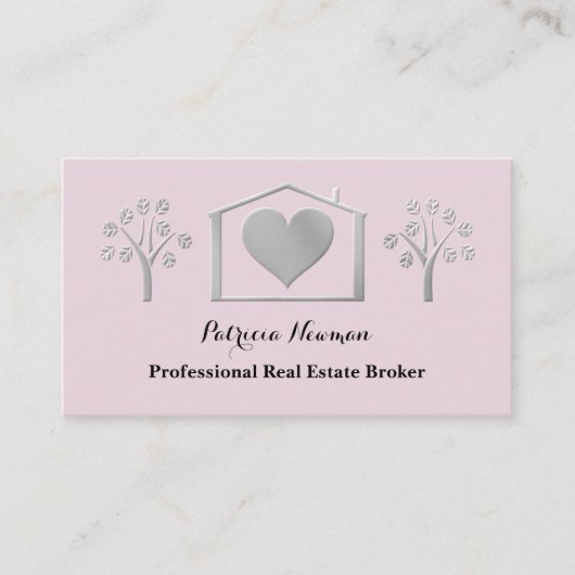 Elegant roze Pro Real Estate Broker Visitekaartje (Voorkant)