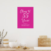 Elegant Roze Proost op 55 Jaar 55e Verjaardag Poster (Keuken)
