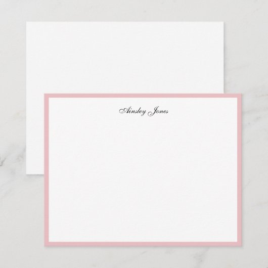 Elegant roze rand gepersonaliseerd Dank je kaart (Voorkant / Achterkant)