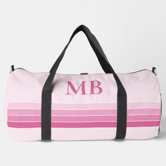 Elegant Roze Retro Strepen Monogram Plunjezak (Voorkant)