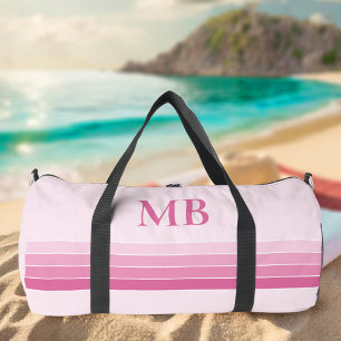 Elegant Roze Retro Strepen Monogram Plunjezak