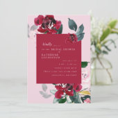 Elegant roze & rood bloemig Vrijgezellenfeest Kaart (Staand voorkant)