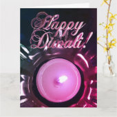 Elegant roze rood diwali licht kaarslicht kaart (Gele Bloem)