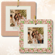 Elegant Roze Rood en Groen Foto Kerstmis