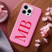 Elegant roze rood minimalistisch Initiaal monogram Case-Mate iPhone Case