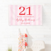 Elegant Roze Rood Modern 21e Verjaardag Spandoek (Insitu)