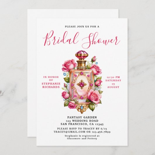 Elegant roze roos bloemenparfum Vrijgezellenfeest Kaart (Voorkant / Achterkant)