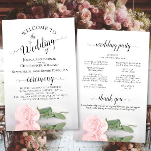 Elegant Roze Roos Budget Huwelijksprogramma