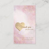 Elegant Roze Roos Goud Hart QR Code Bedankt Visitekaartje (Voorkant)