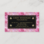 Elegant roze roos mozaïek patroon visitekaartje (Achterkant)