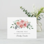 Elegant Roze Rose Bloemen 40e Verjaardag Flat Bedankkaart