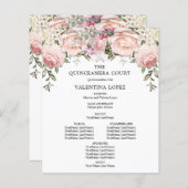 Elegant Roze Rose Bloemen Quinceanera Programma (Voorkant / Achterkant)