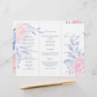 Elegant roze Rose Blue Minimalist Wedding Ceremony
