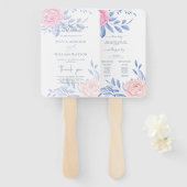 Elegant roze Rose Blue Minimalist Wedding Programm Handwaaier (Voorkant en achterkant)