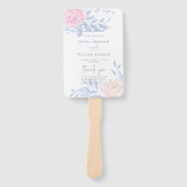 Elegant roze Rose Blue Minimalist Wedding Programm Handwaaier (Voorkant)