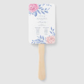 Elegant roze Rose Blue Minimalist Wedding Programm Handwaaier (Achterkant)