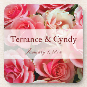 Elegant roze Rose Bouquet gepersonaliseerd Onderzetter