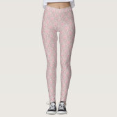 Elegant Roze Rose en Leaf All Over Print Leggings (Voorkant)
