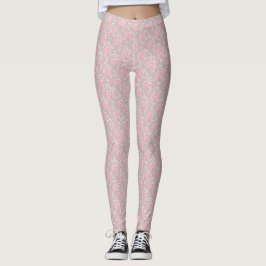 Elegant Roze Rose en Leaf All Over Print Leggings