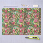 Elegant Roze Rose Faux Glas in lood Pattern Tissuepapier (Craft)