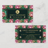 Elegant Roze Rose Faux Glas in lood Pattern Visitekaartje (Voorkant / Achterkant)