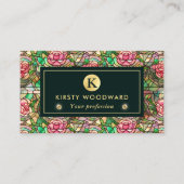 Elegant Roze Rose Faux Glas in lood Pattern Visitekaartje (Voorkant)