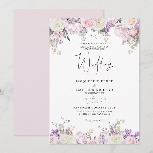 Elegant roze Rose Floral Kaart (Voorkant / Achterkant)