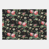 Elegant roze Rose Floral-White, Black & Ruby BG Inpakpapier Vel (Voorkant 2)