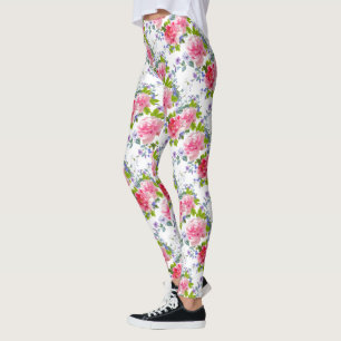 Elegant Roze Rose Girly Chic Bloemen Patroon Leggings
