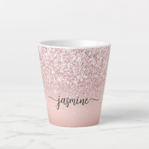 Elegant roze Rose Gold Glitter Monogram Naam Latte Mok