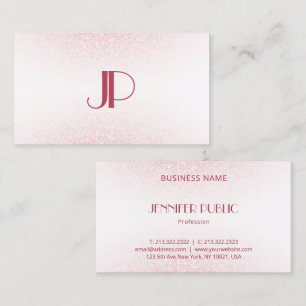 Elegant roze Rose Gold Glitter Monogram Sjabloon Visitekaartje