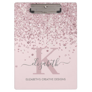 Elegant roze Rose Gold Glitter Monogramed Blush Klembord